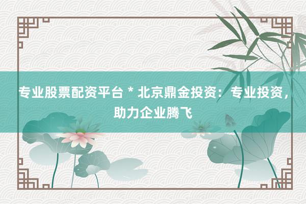 专业股票配资平台 * 北京鼎金投资：专业投资，助力企业腾飞