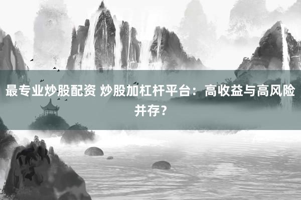 最专业炒股配资 炒股加杠杆平台：高收益与高风险并存？