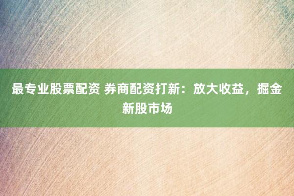 最专业股票配资 券商配资打新：放大收益，掘金新股市场