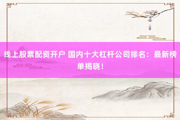 线上股票配资开户 国内十大杠杆公司排名：最新榜单揭晓！