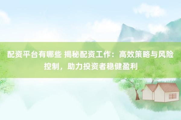 配资平台有哪些 揭秘配资工作：高效策略与风险控制，助力投资者稳健盈利