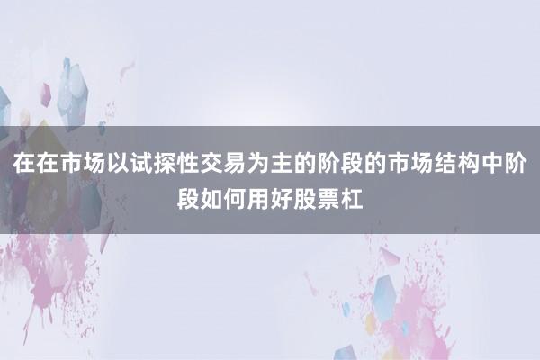 在在市场以试探性交易为主的阶段的市场结构中阶段如何用好股票杠