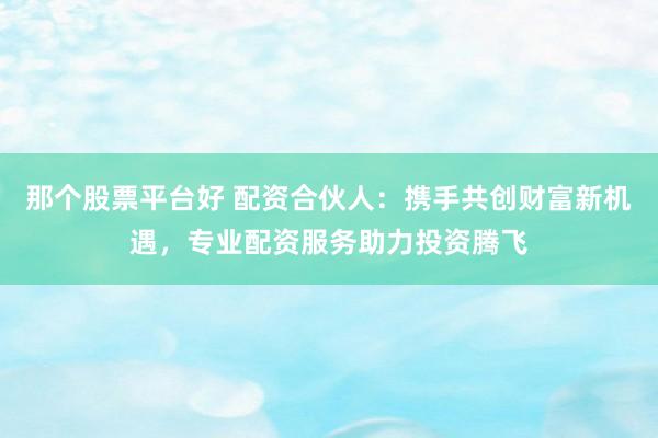那个股票平台好 配资合伙人:携手共创财富新机遇,专业配资服务助力投资腾飞