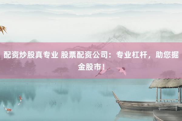 配资炒股真专业 股票配资公司：专业杠杆，助您掘金股市！
