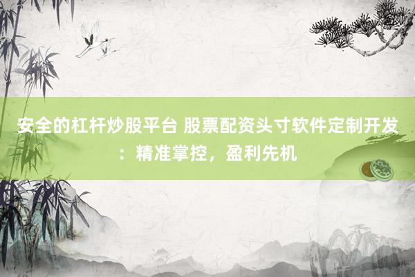 安全的杠杆炒股平台 股票配资头寸软件定制开发：精准掌控，盈利先机