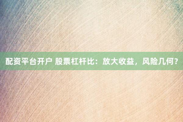 配资平台开户 股票杠杆比:放大收益,风险几何?