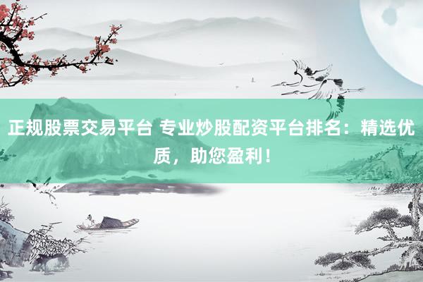 正规股票交易平台 专业炒股配资平台排名：精选优质，助您盈利！